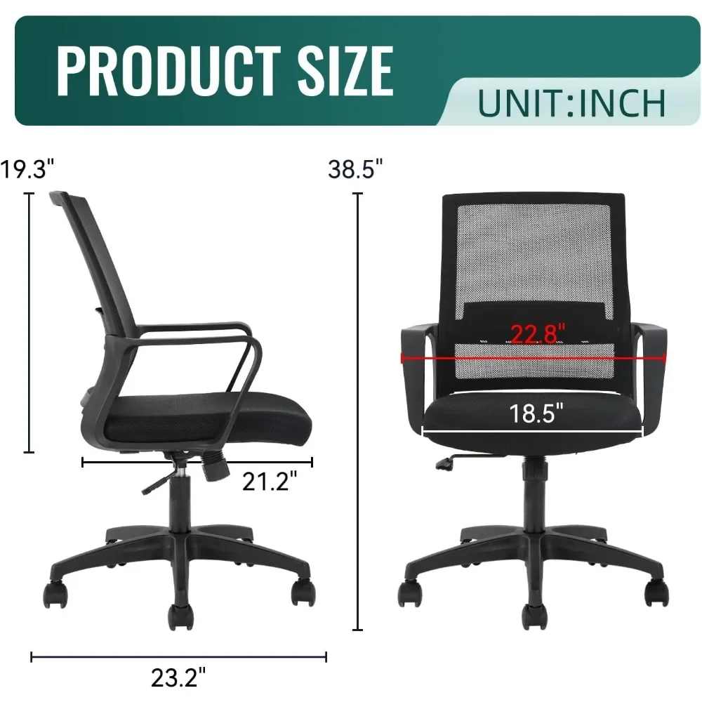 Task Chair Mid Back - Cadeira de escritório ergonômica, cadeira de