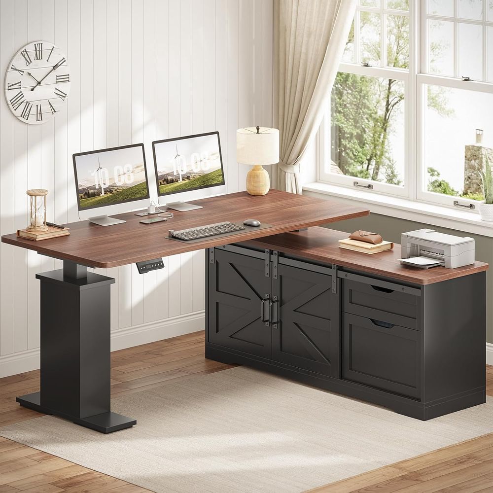 Office Furniture Outlet - Mesa de Escritório em L Ajustável