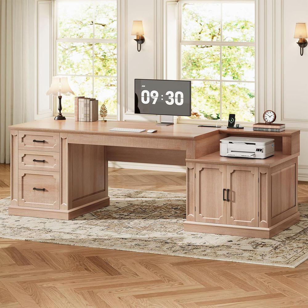 Office Furniture Outlet - Mesa Executiva Armhouse de 70,9 polegadas,