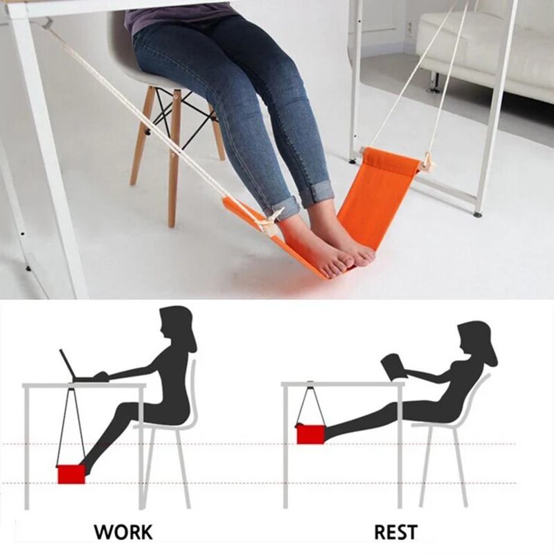 Under Desk Hammock - Rede de pés de poliéster ajustável