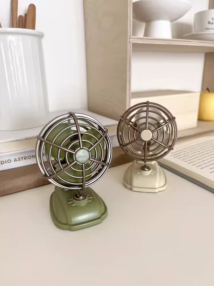 Office Furniture Equipment - Ventilador Retro Desktop Pequeno, Carregamento USB,