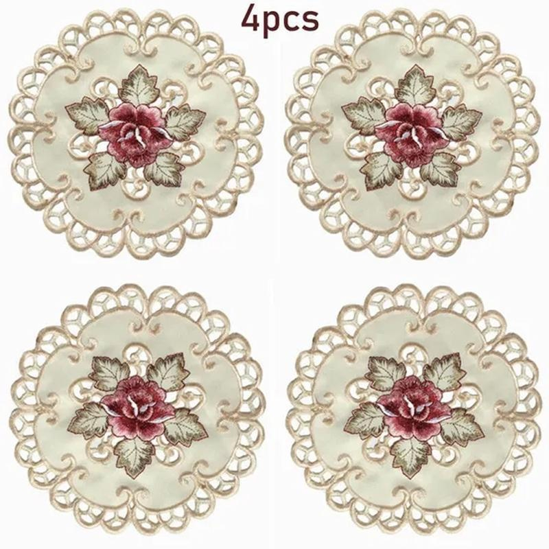 4 pçs redondo bordado flor mes - Conference Table Round avaliação e preço